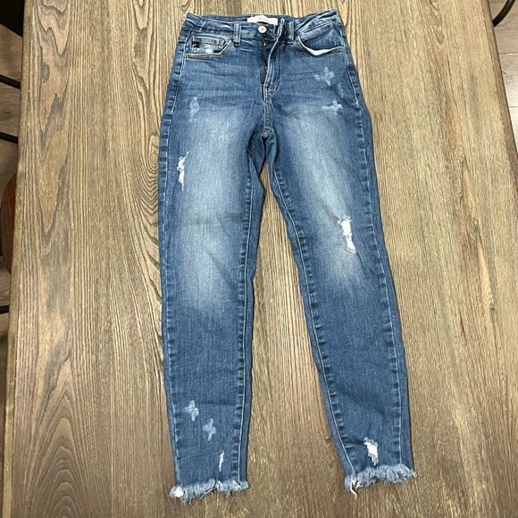 Kancan Mount Pleasant High Rise Boyfriend Fit Jeans Distressed Blue Size 3/25 - Picture 1 of 11